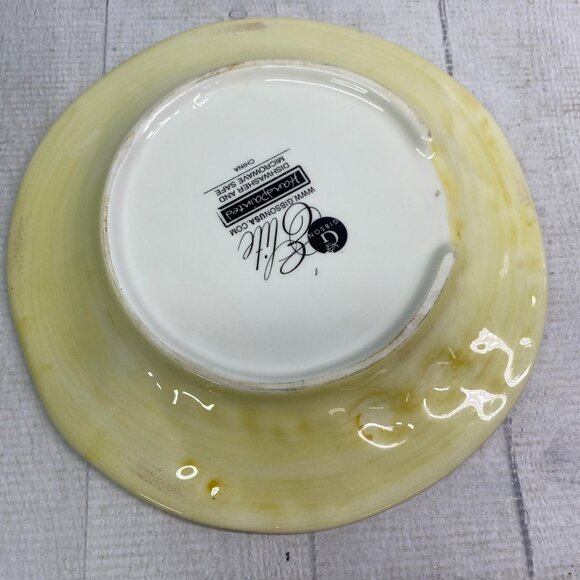 Gibson Elite SIMPLY NATURE Handpainted Embossed Leaves Nuts Salad Plates Set 4 - Picture 9 of 16